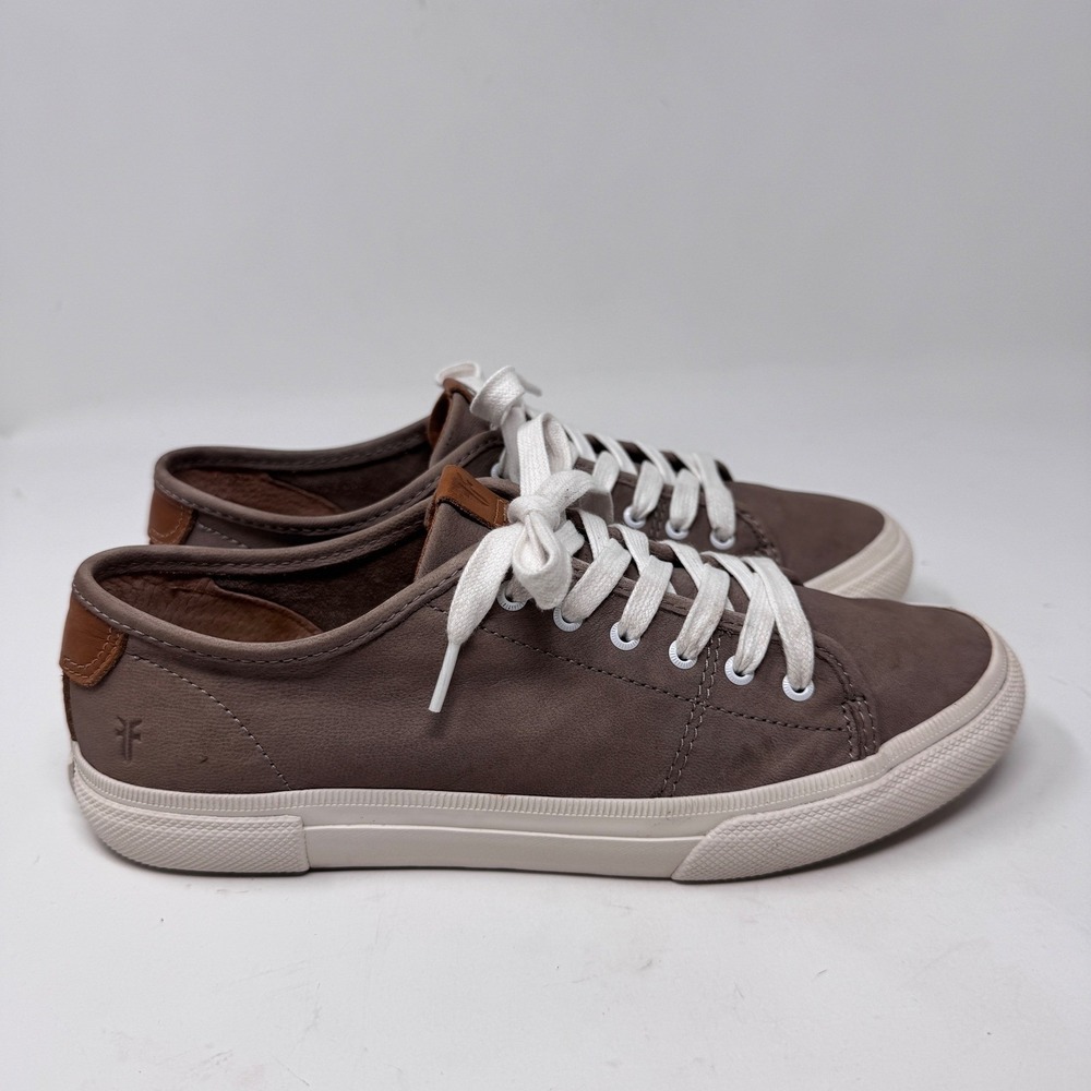 Frye Gia Low Lace Sneakers Gray Nubuck Leather Size 8